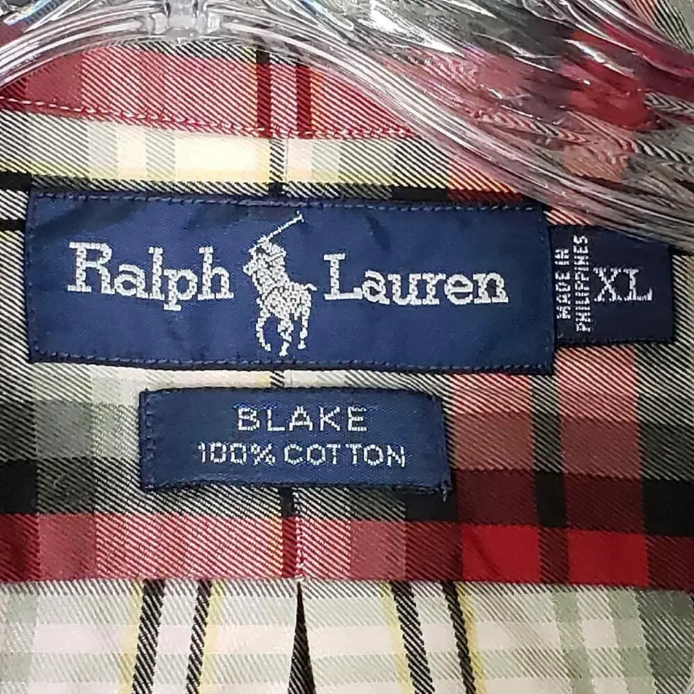 Polo Ralph Lauren Oxford Shirt Mens Size XL Red Plaid LS Button Down Blake